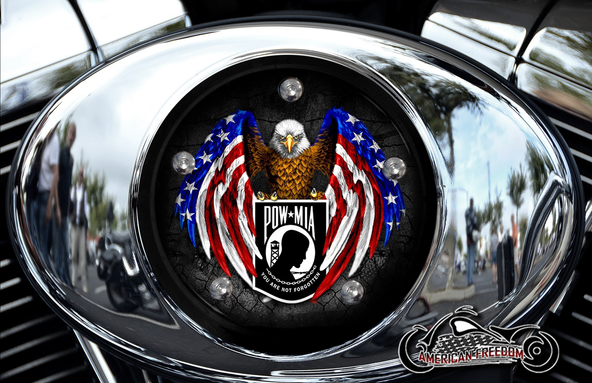 Harley Air Cleaner Cover - POW MIA Eagle